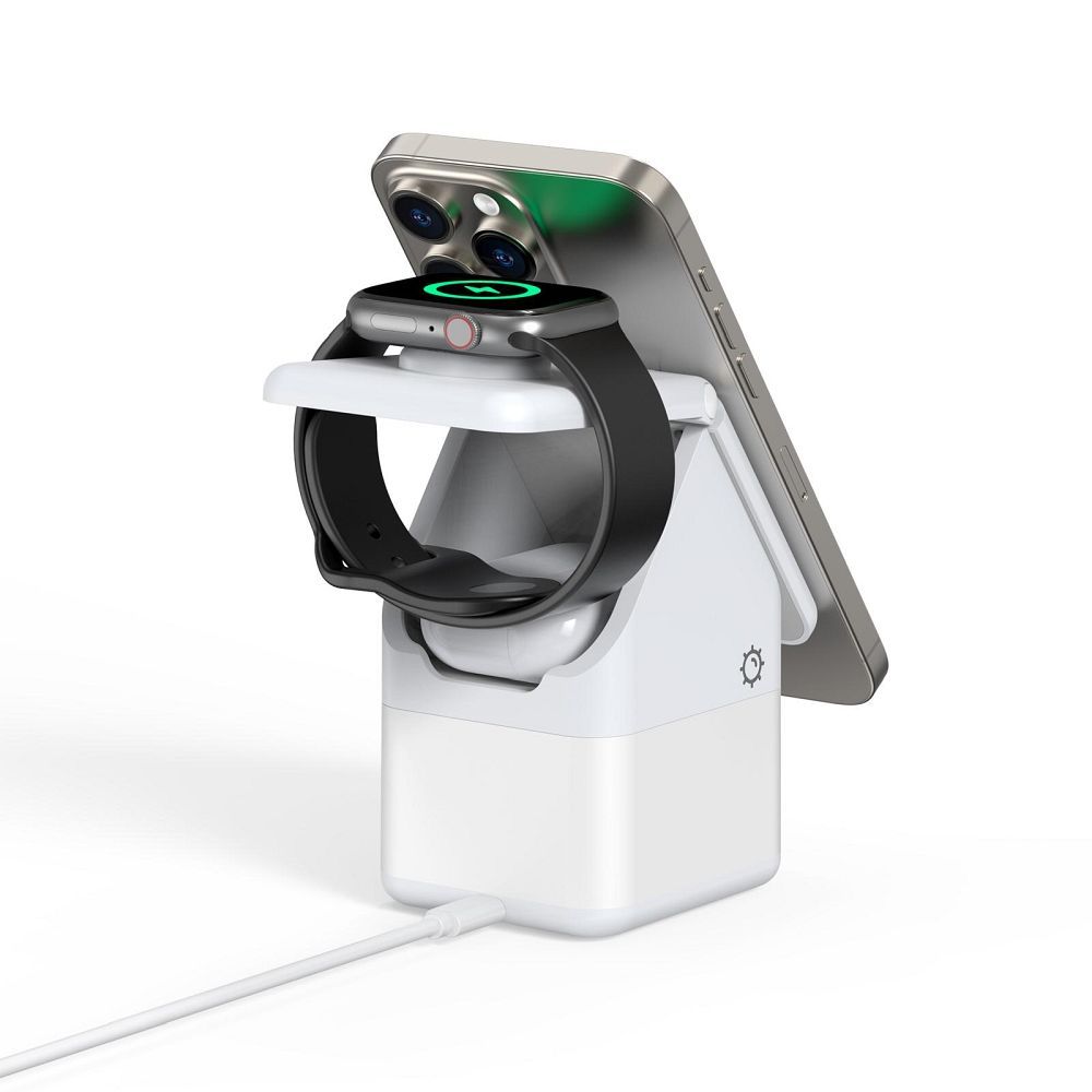W20 4-in-1 House-shaped Magnetic Wireless Charger Stand 15W White - Image 2
