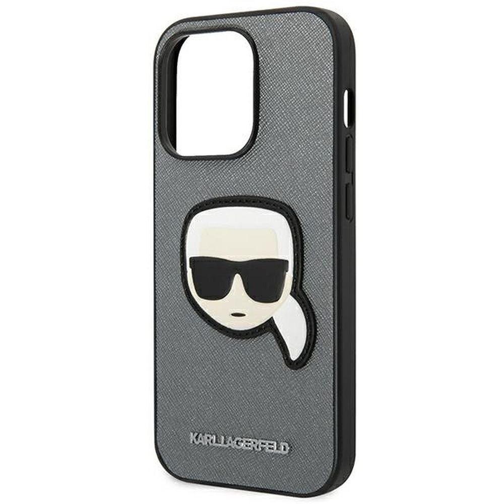 KARL LAGERFELD case for IPHONE 14 Pro Max KLHCP14XSAPKHG (Saffiano With Karl Head Patch) silver - Image 6