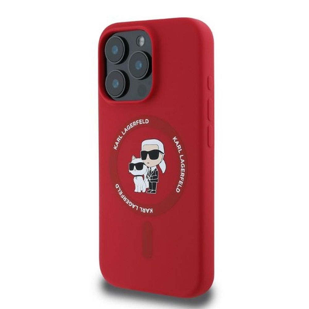 KARL LAGERFELD case for IPHONE 16 Pro Max compatible with MagSafe KLHMP16XSCMKCRHR (Silicone KC Body Ring) red - Image 3