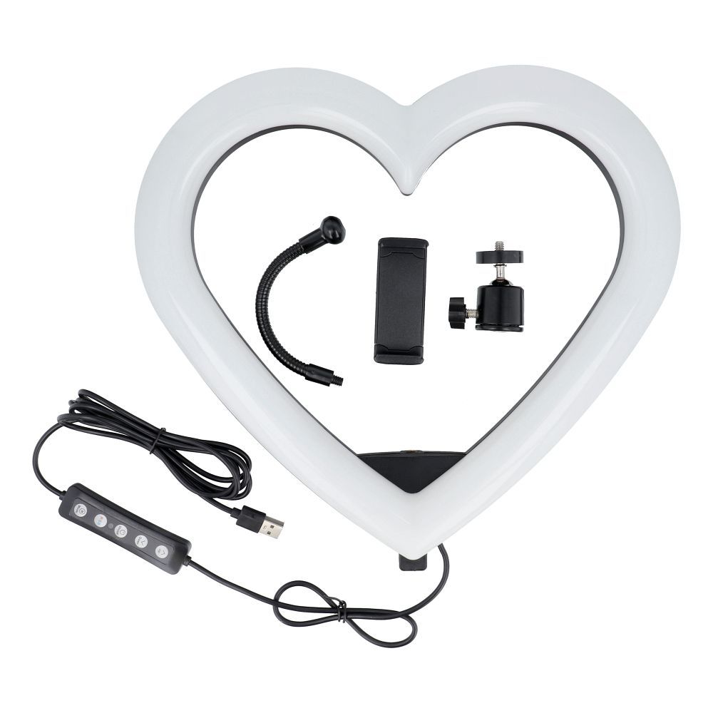 LED Ring Stream RGB lamp 12inch with holder for mobile HEART + tripod JM33-13 black - Image 2