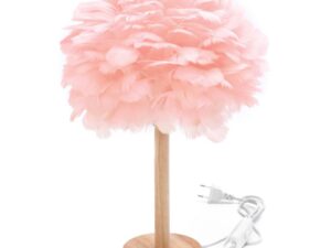 Table lamp bedside feather Art Deco rose pink CBDPH
