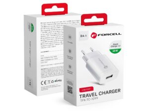 FORCELL F-ENERGY TFK-TC-1099 utazó töltő, USB-A, QC3.0, 2,4 A, 18 W, fehér