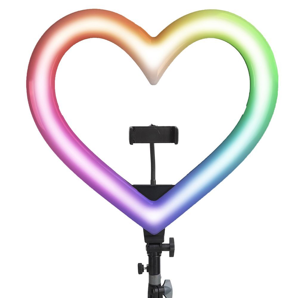 LED Ring Stream RGB lamp 10" with holder for mobile HEART + tripod JM26-10 black - Image 4