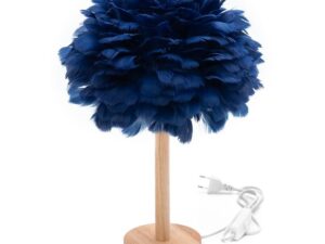 Table lamp bedside feather Art Deco blue CBDPH