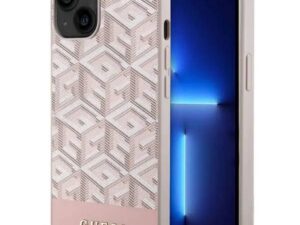 GUESS case for IPHONE 14 compatible with MagSafe GUHMP14SHGCFSEP (GCUBE Stripes) pink