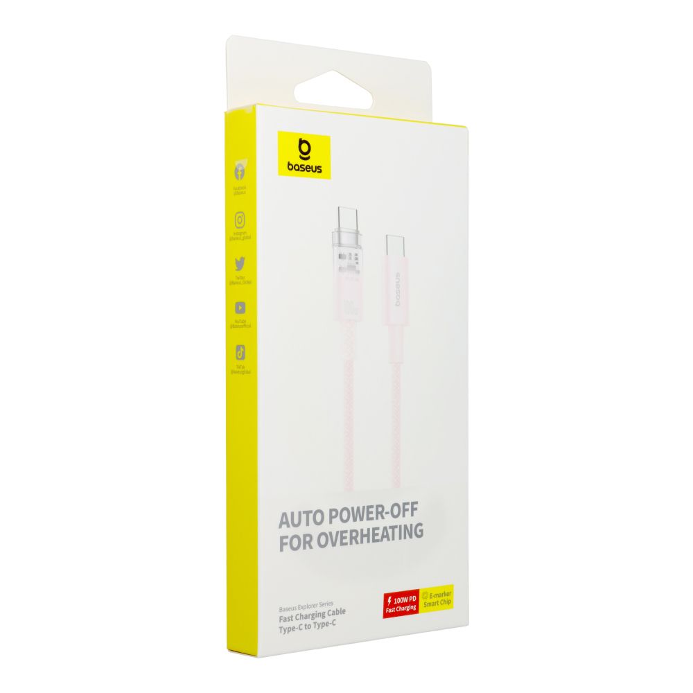 BASEUS cabel Type C to Type C PD 6A 100W Explorer P10319703411-00 / CB000043 2 m pink - Image 2