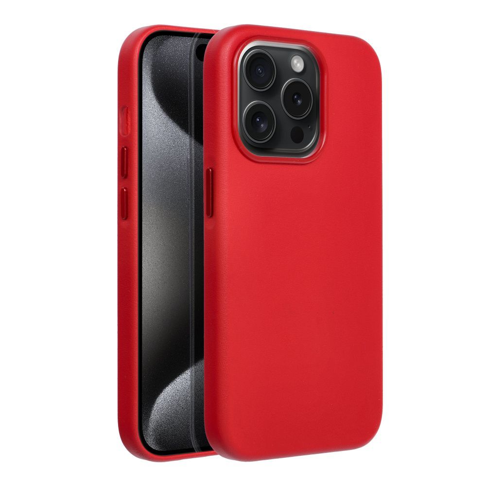 LEATHER MAG COVER case for IPHONE 15 Pro red - Image 2
