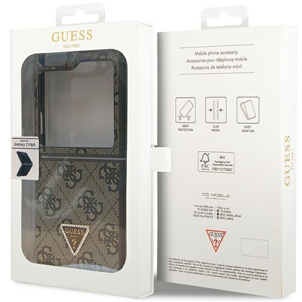 GUESS case for SAMSUNG Flip 5 GUHCZF5P4TDPW for Samsung Flip 5 (4G Triangle Strass / brown) - Image 8