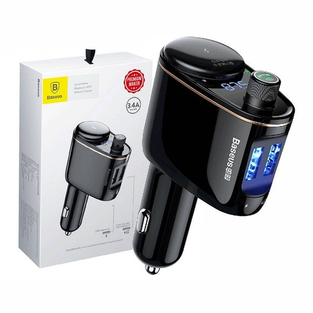 BASEUS car charger 2 x USB A + transmitter FM BT 3,4A S-06 CCHC000001 black - Image 6