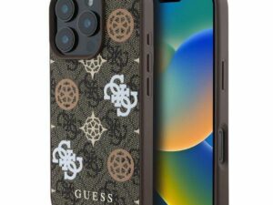 GUESS case for IPHONE 16 Pro Max compatible with MagSafe GUHMP16XP4PWPW (PU Peony on 4G Background) brown