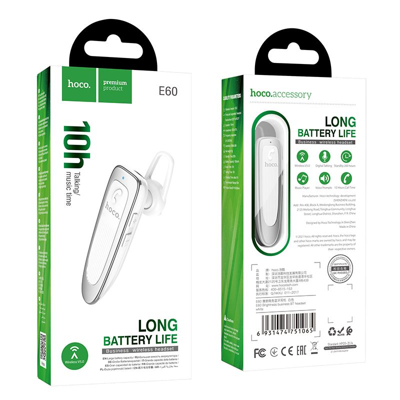 HOCO wireless bluetooth headset E60 white - Image 2
