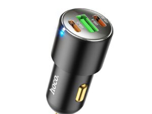 HOCO car charger USB A + 2 x Type C PD QC3.0 3A 45W NZ6 black