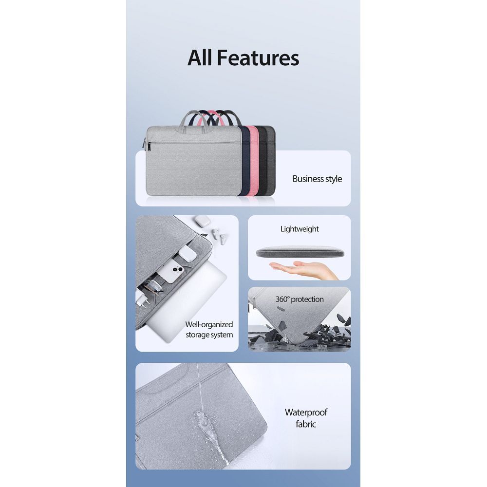 DUX DUCIS bag LBTC for laptop 15.5-16" Horizontal Handbag light grey - Image 4