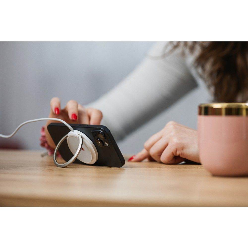 FORCELL F-ENERGY PowerPod vezeték nélküli töltő, MagSafe-kompatibilis, gyűrűs/állványos kialakítással, 2 A, 15 W, fehér - Image 8