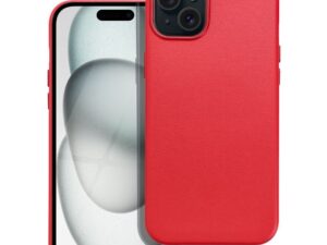 LEATHER MAG COVER case for IPHONE 15 Plus red