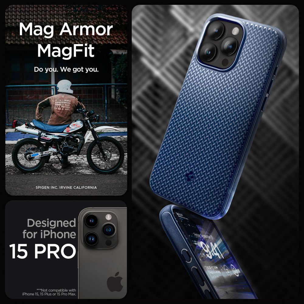 SPIGEN Mag Armor compatible with MagSafe for IPHONE 15 PRO navy blue - Image 9