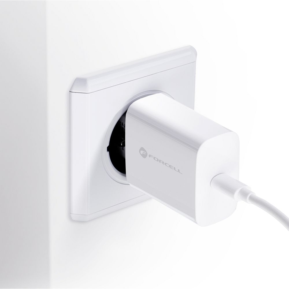 FORCELL F-ENERGY TFK-TC-25WPD travel charger Type C + cable Type C to Type C PD Q.C 3A 25W white - Image 5