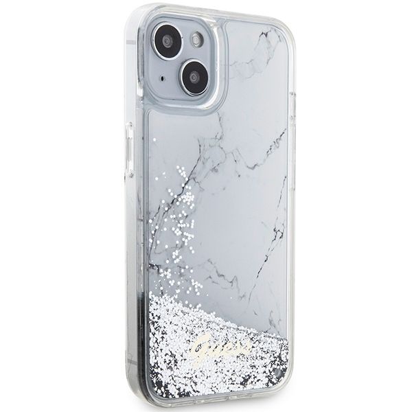 GUESS case for IPHONE 13 / 14 / 15 GUHCP14SLCSGSGH (Liquid Glitter Marble) white - Image 4