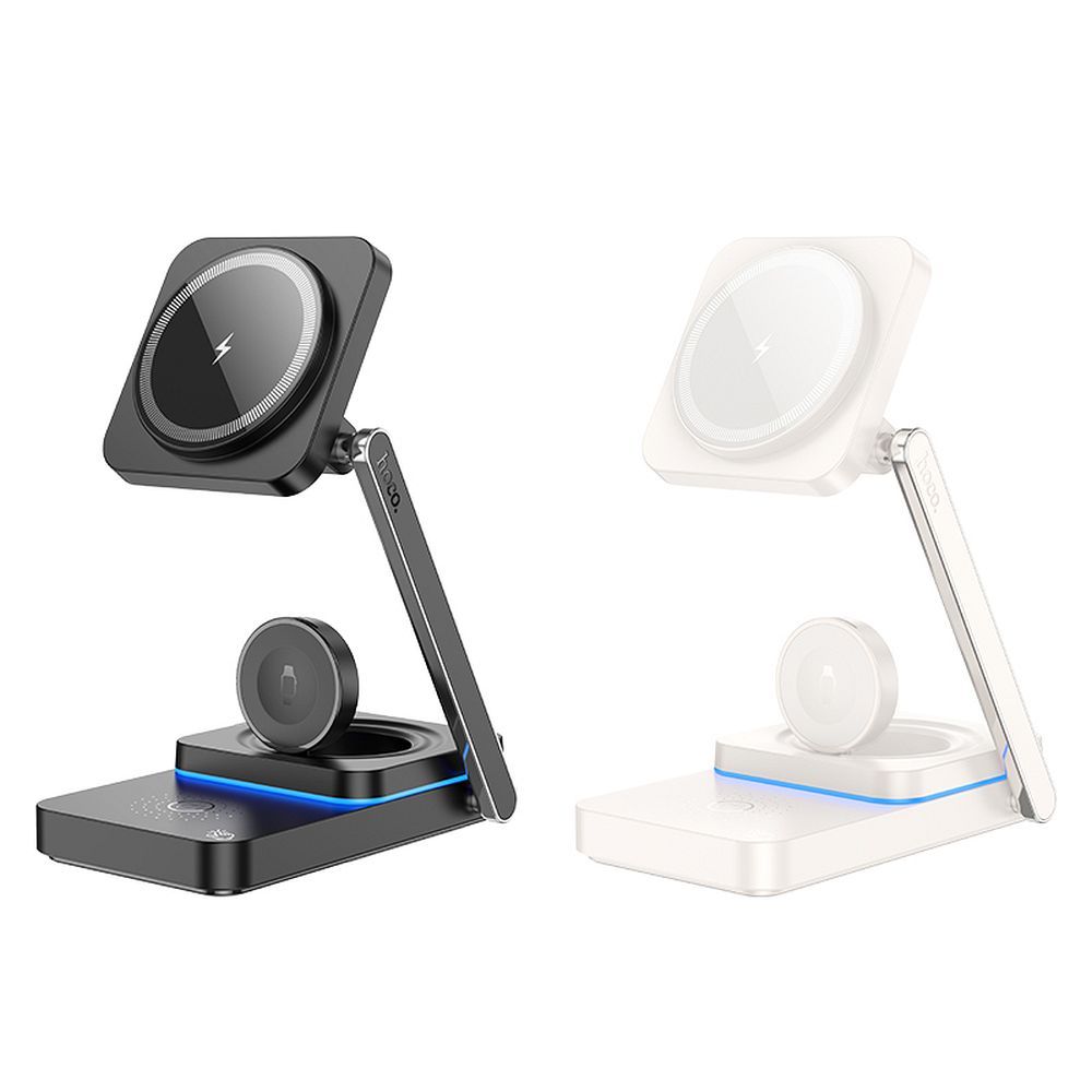HOCO wireless charger 3in1 compatible with MagSafe 15W CQ10 milky white - Image 3
