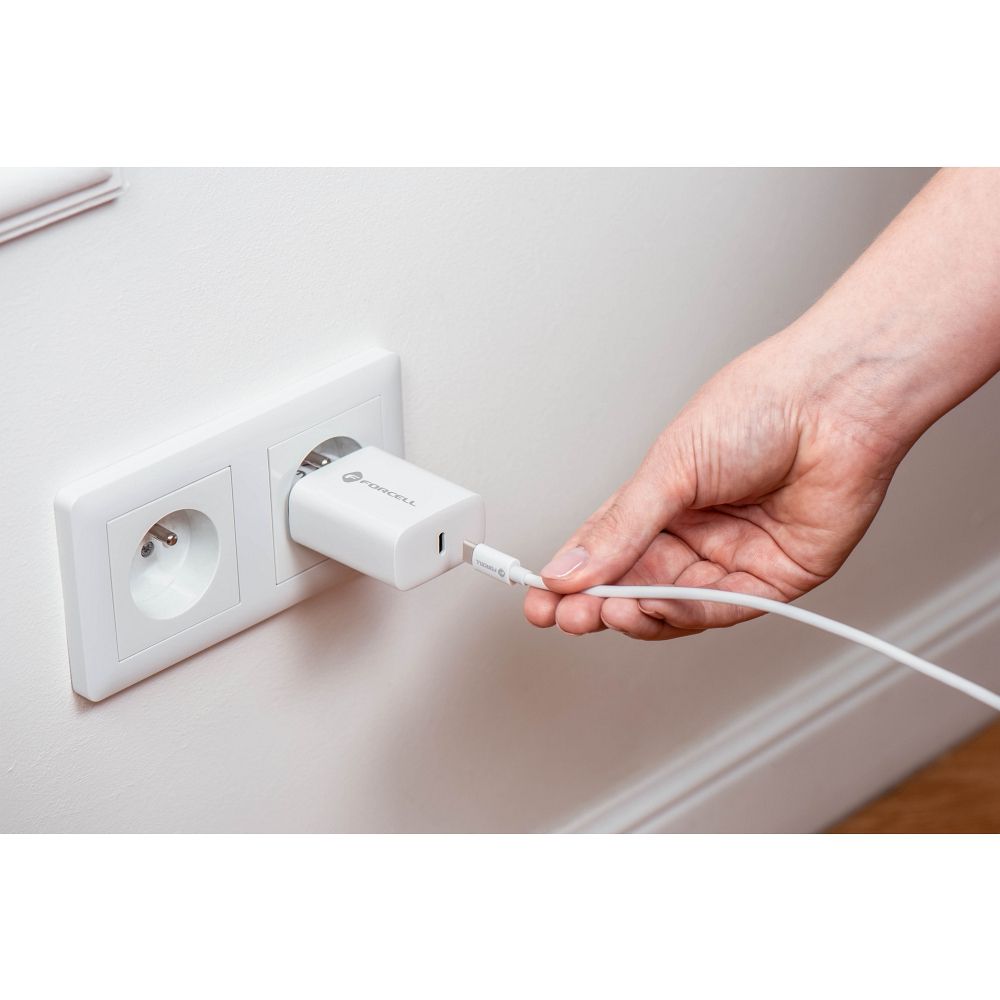 FORCELL F-ENERGY TFK-TC-25WPD travel charger Type C + cable Type C to Type C PD Q.C 3A 25W white - Image 17