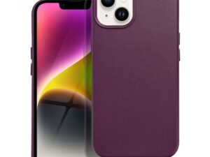LEATHER MAG COVER case for IPHONE 14 dark violet
