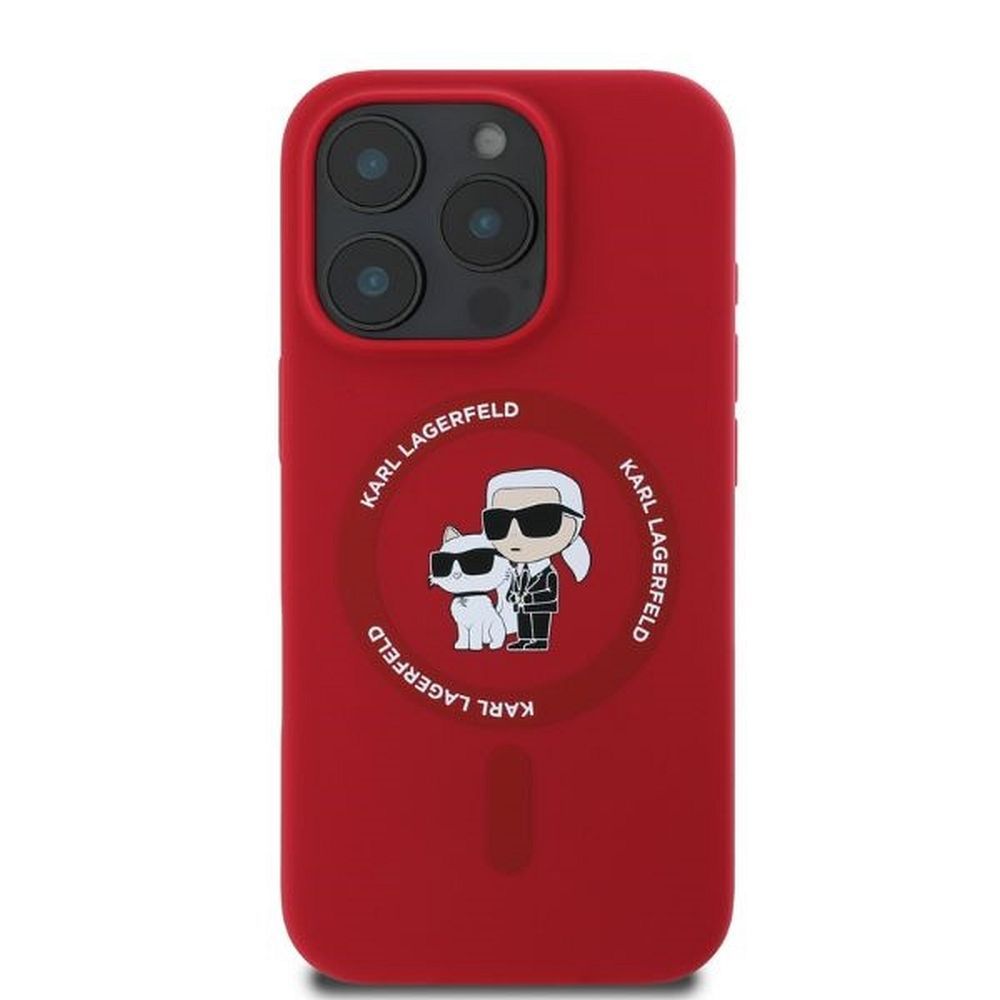 KARL LAGERFELD case for IPHONE 16 Pro compatible with MagSafe KLHMP16LSCMKCRHR (Silicone KC Body Ring) red - Image 2