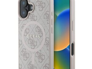 GUESS case for IPHONE 16 Plus compatible with MagSafe GUHMP16MG4GFRP (PU 4G Ring Classic Logo) pink