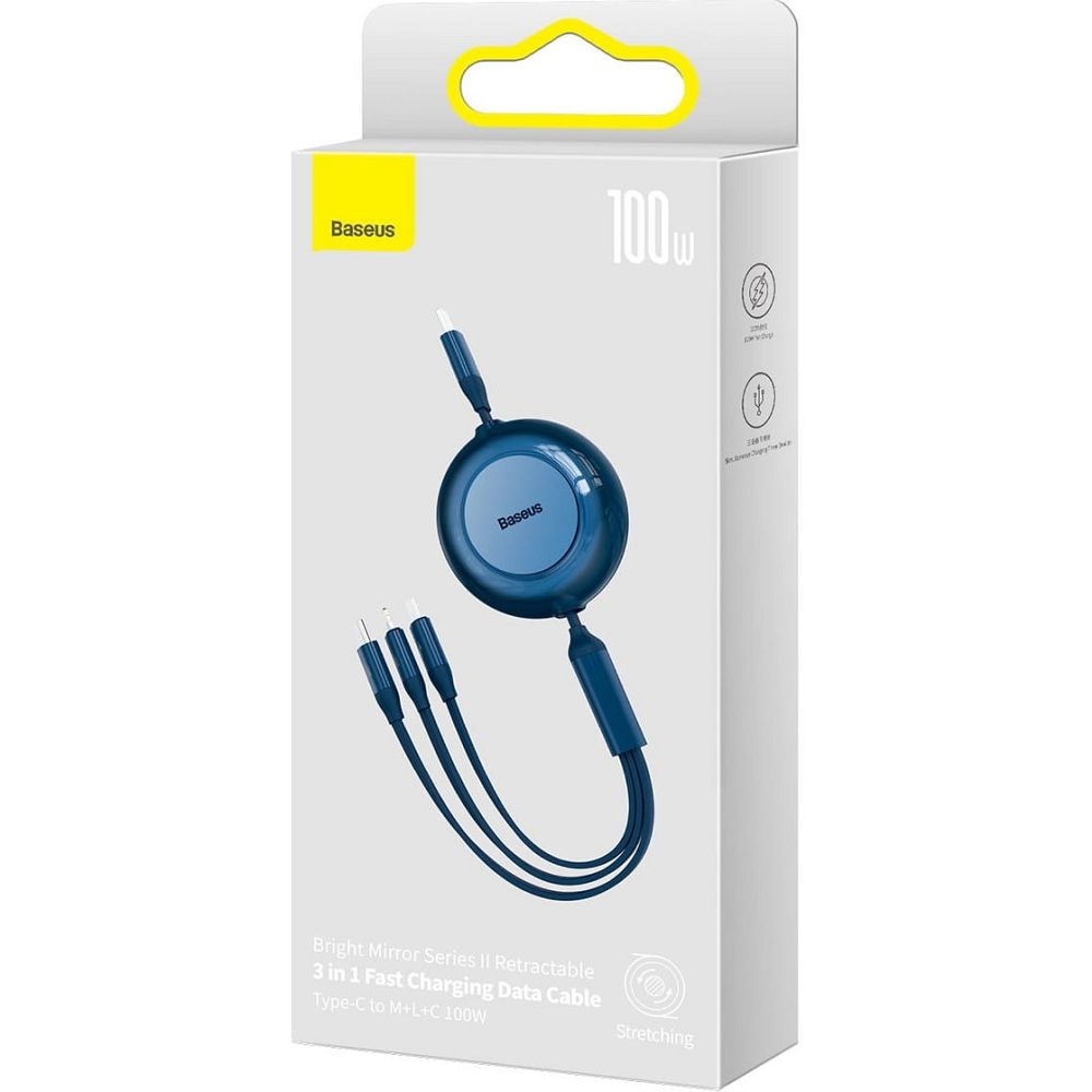 BASEUS cable 3in1 Type C to Micro USB / Lightning / Type C PD QC4.0 3,5A 100W CAMJ010203 1,1 blue - Image 10