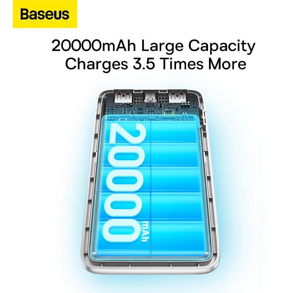 BASEUS powerbank 20 000 mAh + cable USB A to Type C PD QC3.0 3A 22,5W PPBD030002 white - Image 13