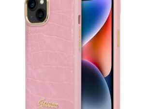 GUESS case for IPHONE 13 / 14 / 15 GUHCP14SHGCRHP (Croco Collection) pink