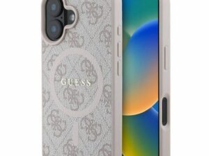 GUESS case for IPHONE 16 compatible with MagSafe GUHMP16SG4GFRP (PU 4G Ring Classic Logo) pink