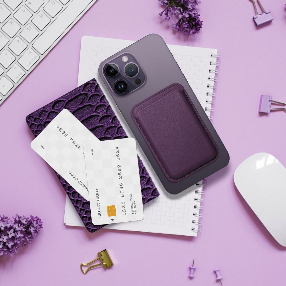 LEATHER MAG WALLET compatible with MagSafe dark violet - Image 6