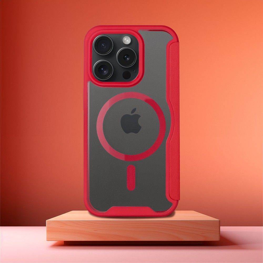 SMART MAG Book case compatible with MagSafe for IPHONE 16 Pro Max red - Image 4