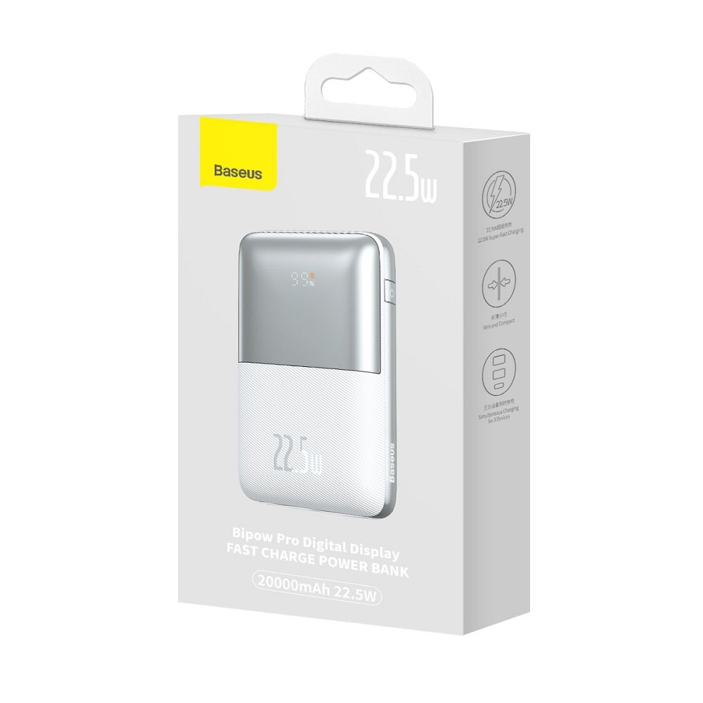 BASEUS powerbank 20 000 mAh + cable USB A to Type C PD QC3.0 3A 22,5W PPBD030002 white - Image 17