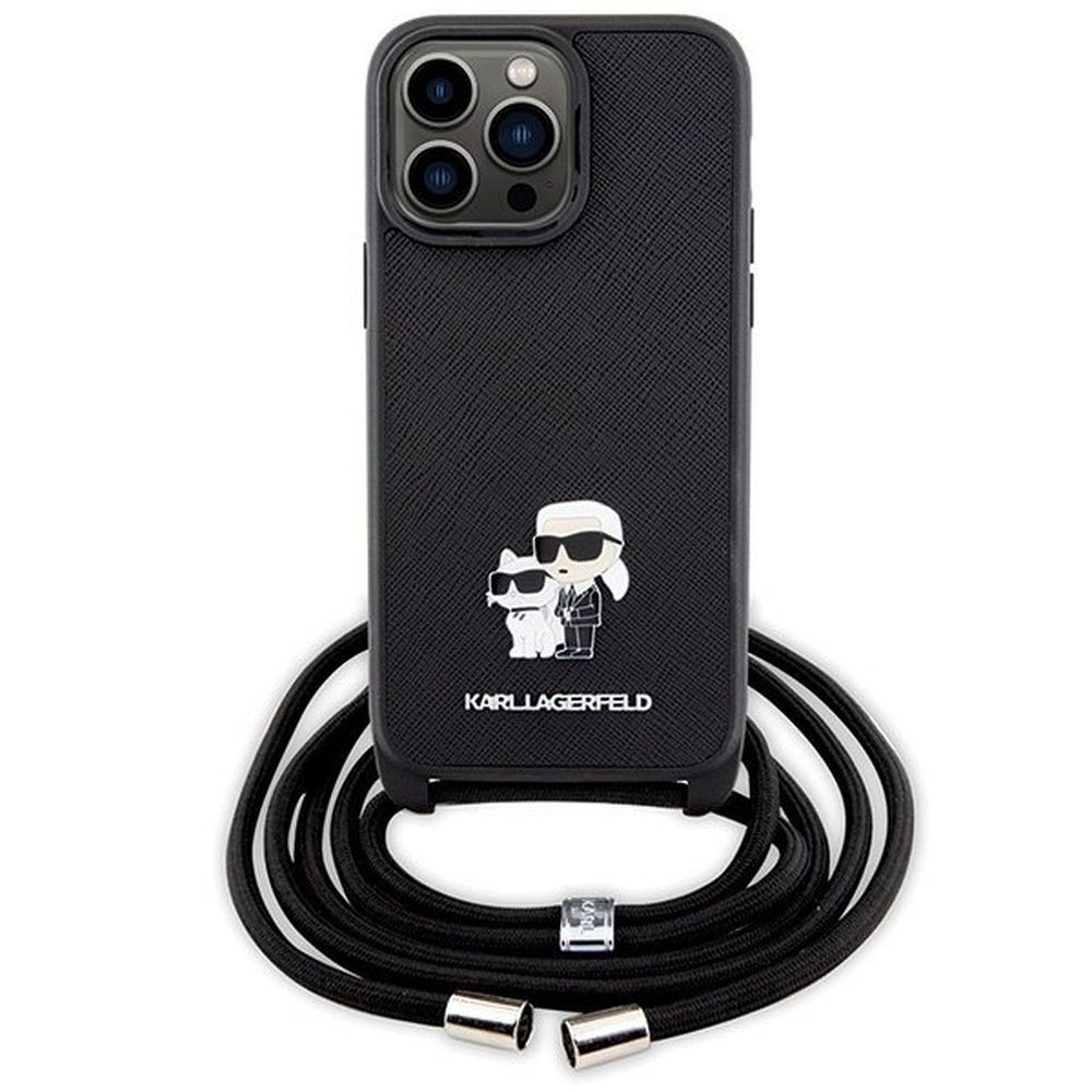 KARL LAGERFELD case for IPHONE 14 Pro Max KLHCP14XSAKCPSK (Saffiano KC Metal PIN Crossbody) black - Image 2