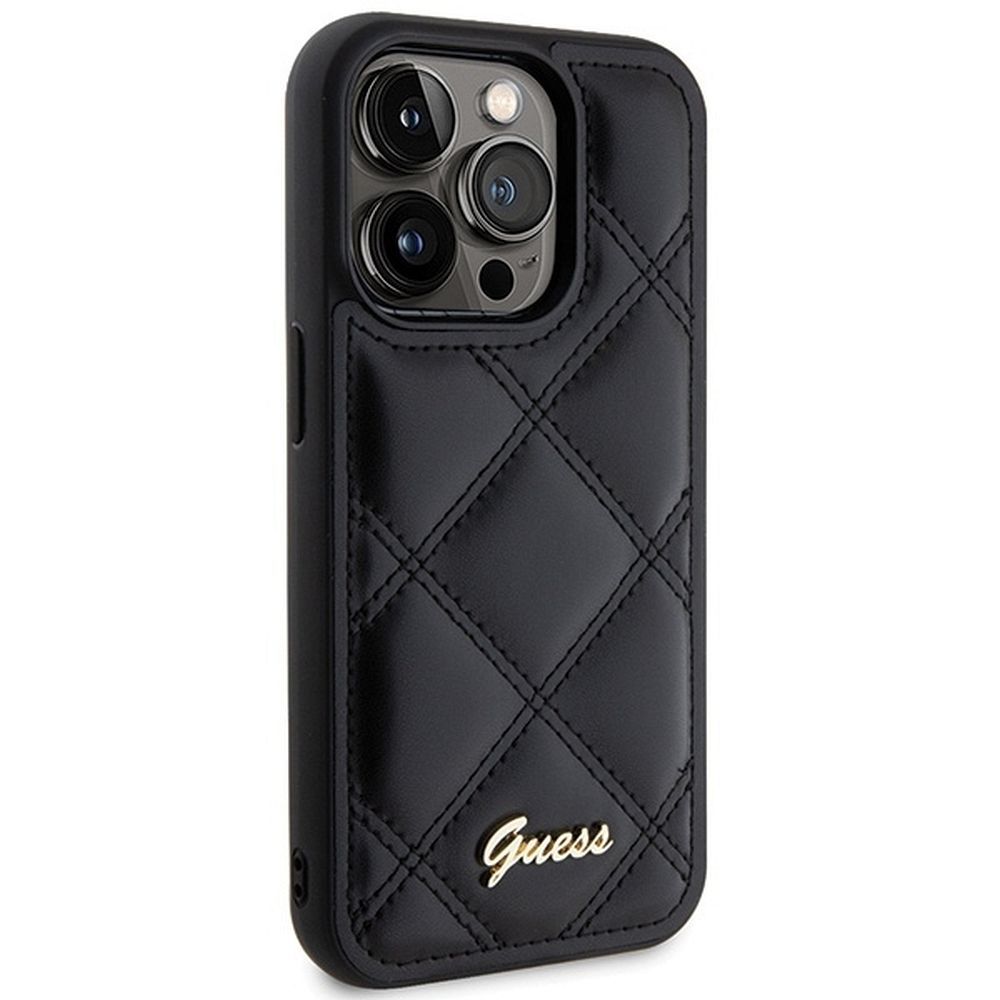 GUESS case for IPHONE 15 Pro GUHCP15LPSQSQSK (Quilted Metal Logo) black - Image 3