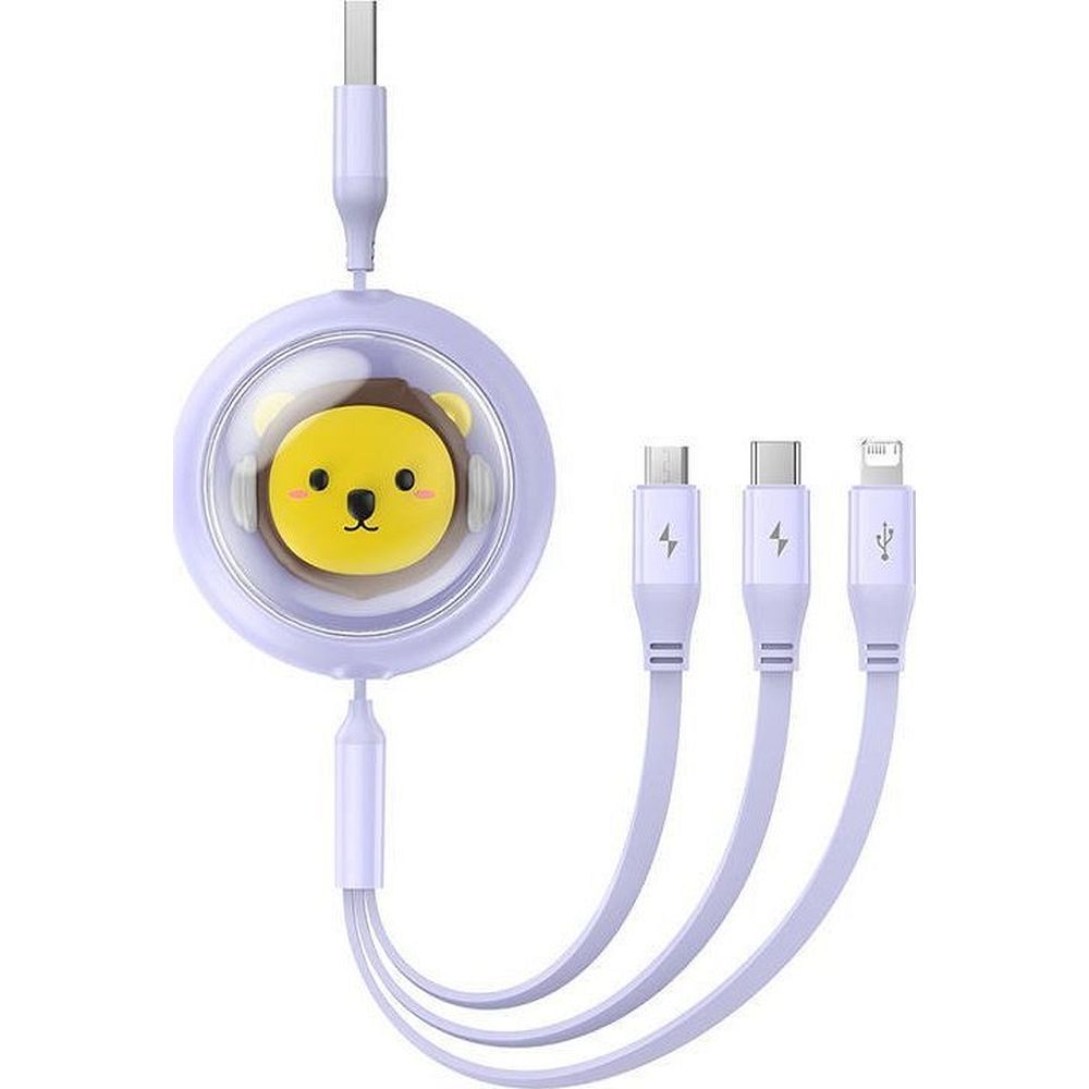 BASEUS retractable cable 3in1 USB A to Micro USB / Lightning / Type C CB000063 1,1 m purple - Image 2