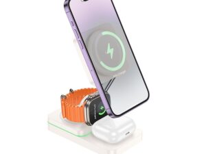 HOCO wireless charger 3in1 compatible with MagSafe 15W CQ10 milky white