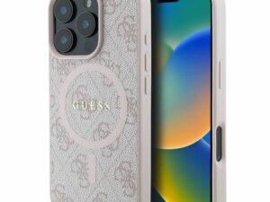 GUESS case for IPHONE 16 Pro compatible with MagSafe GUHMP16LG4GFRP (PU 4G Ring Classic Logo) pink