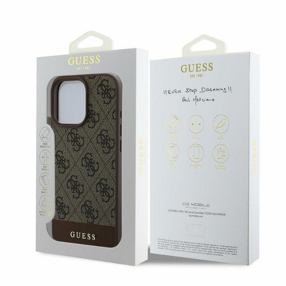 GUESS case for IPHONE 16 Pro GUHCP16LG4GLBR (PC/TPU 4G PU Bottom Stripe) brown - Image 5