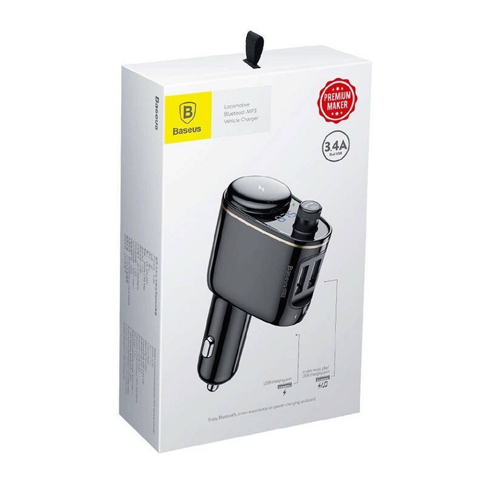 BASEUS car charger 2 x USB A + transmitter FM BT 3,4A S-06 CCHC000001 black - Image 7