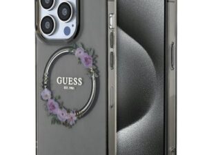 GUESS case for IPHONE 15 Pro compatible with MagSafe GUHMP15LHFWFCK (Flowers Wreath) black