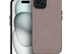 WOVEN MAG COVER case compatible with MagSafe for IPHONE 15 light brown
