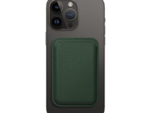 LEATHER MAG WALLET compatible with MagSafe dark green