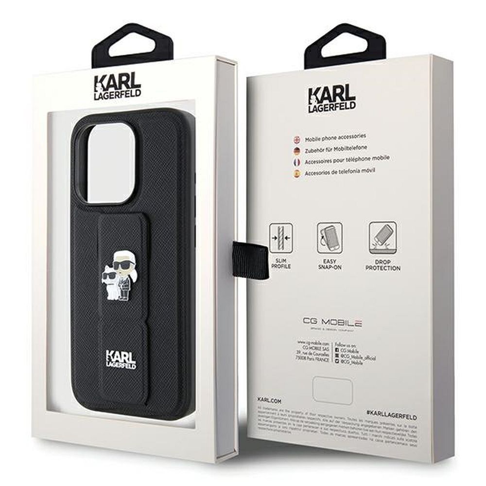 KARL LAGERFELD case for IPHONE 14 Pro Max KLHCP14XGSAKCPK (Gripstand Saffiano KC PIN) black - Image 9