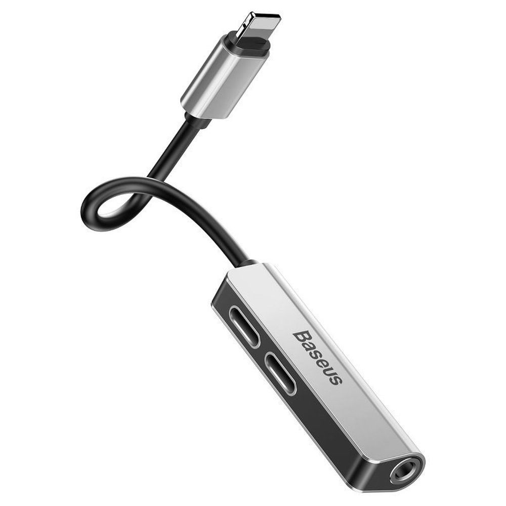 BASEUS adapter AUX 3in1 Lightning to Jack 3,5 mm (female) + 2 x Lightning L52 CALL52-S1 silver black - Image 2