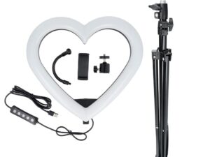 LED Ring Stream RGB lamp 12inch with holder for mobile HEART + tripod JM33-13 black