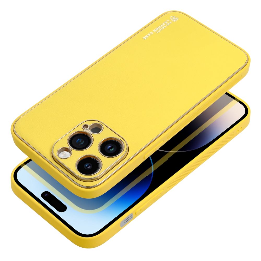 LEATHER case for IPHONE 14 Pro Max yellow - Image 2