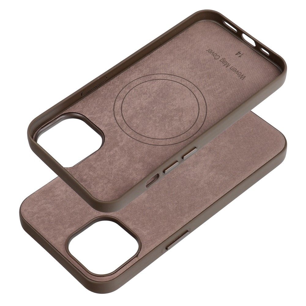 WOVEN MAG COVER case compatible with MagSafe for IPHONE 14 light brown - Image 2