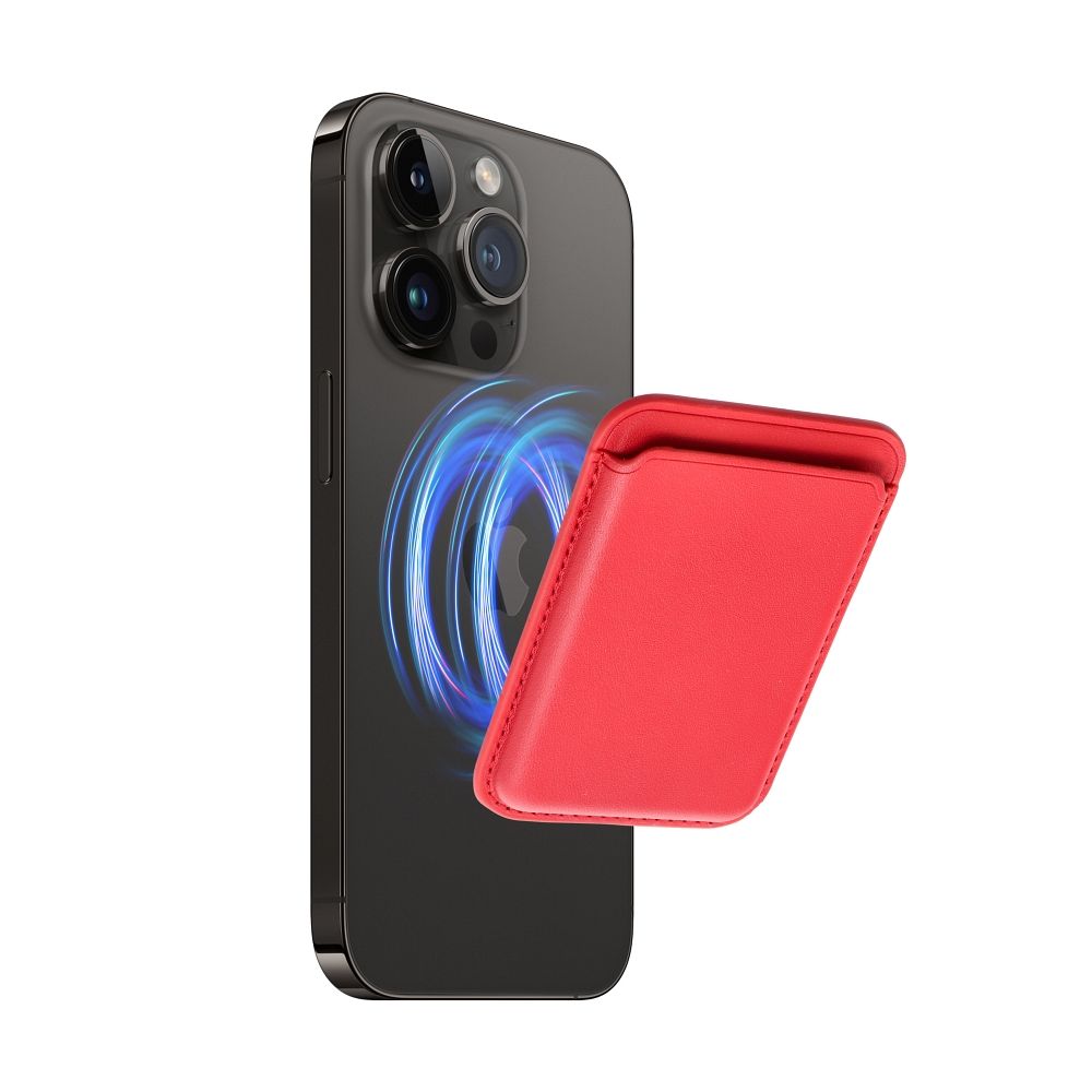 LEATHER MAG WALLET compatible with MagSafe red - Image 2